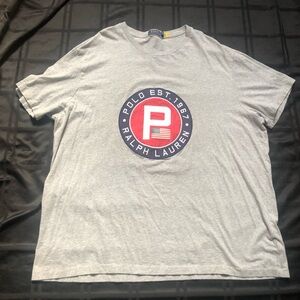 Polo Ralph Lauren T-Shirt Mens 2XB Gray Graphic Patch Big & Tall Est. 1967